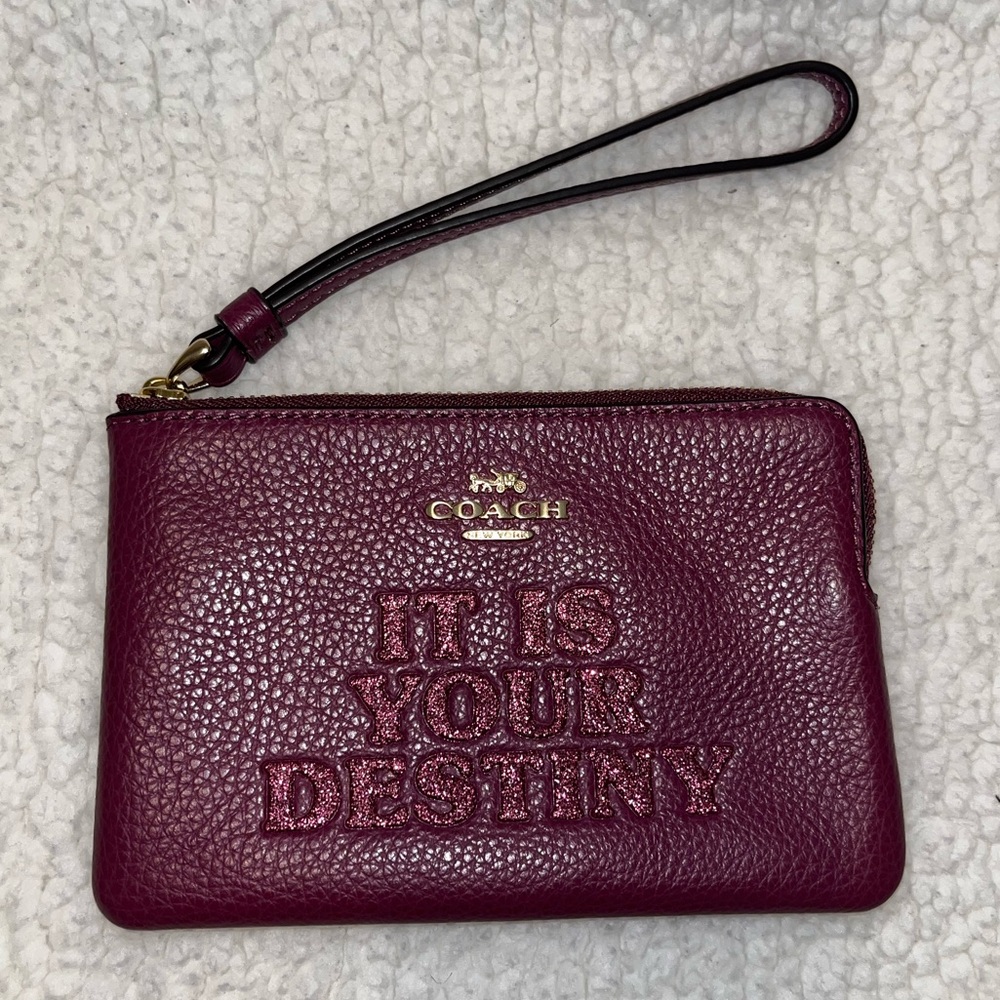 Coach X STAR WARS Maroon Pebble Leather Wristlet